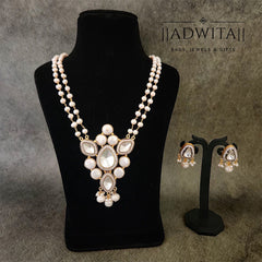 Aarohi Necklace Set in Polki and Pearl