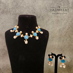 Dalia Necklace Set in Blue and Zirconia