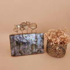 Zarin Clutch In Mother Of Pearl And Shades Of Gold