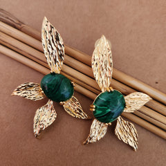 Leaf Malachite Studs
