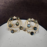 Dara Studs - labradorite and zirconia