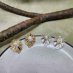 Waves of Sun Pearl Studs