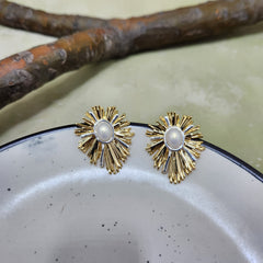 Waves of Sun Pearl Studs