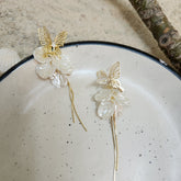 Butterfly Pearl Chip String Earring