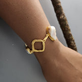 Pearl Chip Bracelet With Square Block