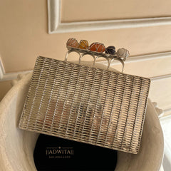 THE BASAK CLUTCH IN SILVER