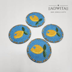 Lemon Beaded Coaster Set Of 6