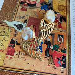 Pearl Feather Earring