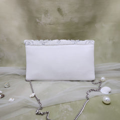 Silver Pearl Bead Envelope Bag