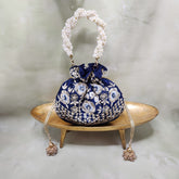 Floral Saga Potli - Navy Blue