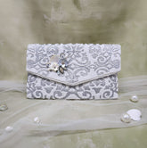 Silver Pearl Bead Envelope Bag