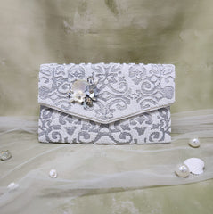 Silver Pearl Bead Envelope Bag