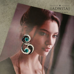 Geometrical Emerald Black Enamel Dangler