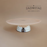 Resin Cake Stand with Silver Embossed Leg