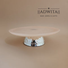 Resin Cake Stand with Silver Embossed Leg