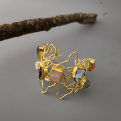 Multi Stone Web Cuff