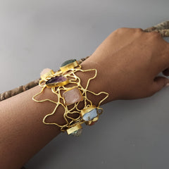 Multi Stone Web Cuff