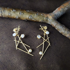 Web Stone Pearl Earring