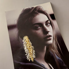 Long Leaves Dangler In Dual Shade