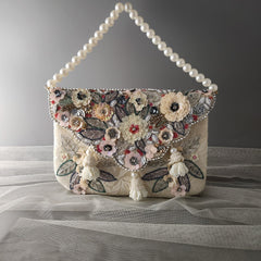 3D Ivory Multi Flower Bag