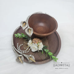Wooden Tulip Platter and Bowl Set