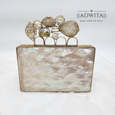 Zarin Clutch In Mother Of Pearl And Shades Of Gold