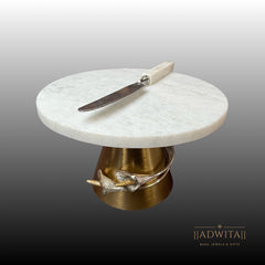 Tulip Branch Marble Top Cake Stand