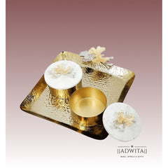 Twin butterfly platter with twin butterfly marble lid jars