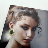 Green malachite zirconia studs with hint of mini pearls