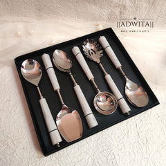 White Mother of Pearl Cone Serving Set