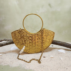 Aaliyah Bag in gold with black mother of pearl