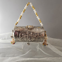 Silver Carved Boho Drum