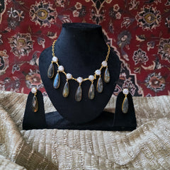 Pearl labradorite trinklet necklace