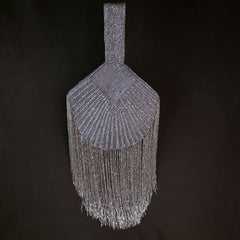 Falling cutdana bag in silver