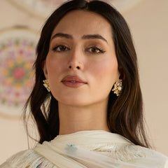 Pearl Zirconia Studs With Hint Of Mini Pearls