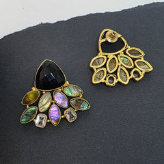 Black onyx with abalone and zirconia wing studs