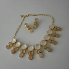 Agam Necklace Set in Chinese Opal Pink Quartz and Grey Monalisa