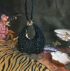 Crystal Droplet moon bag in black