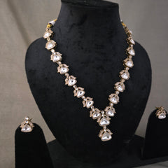 Lotus shape moissanite polki necklace