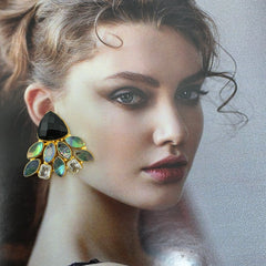 Black onyx with abalone and zirconia wing studs