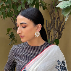 Triangle Pearl Chip Studs