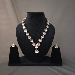 Lotus shape moissanite polki necklace