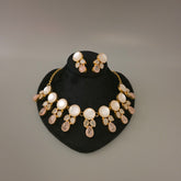 Agam Necklace Set in Chinese Opal Pink Quartz and Grey Monalisa