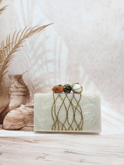 Three stone criss cross clutch multi