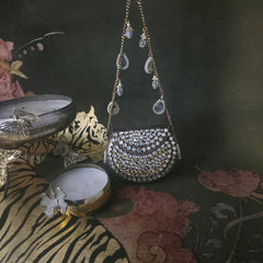 Mini kundan mosaic bag antique gold