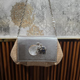 Elephant batua bag in silver