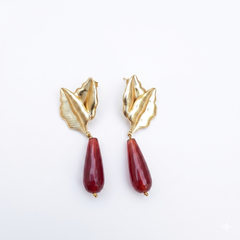 Leaf stone Drop earring(Red)