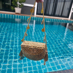 Mini mirror bag in gold