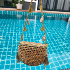 Mini mirror bag in gold