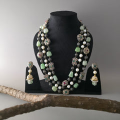 Mint green multi layer necklace